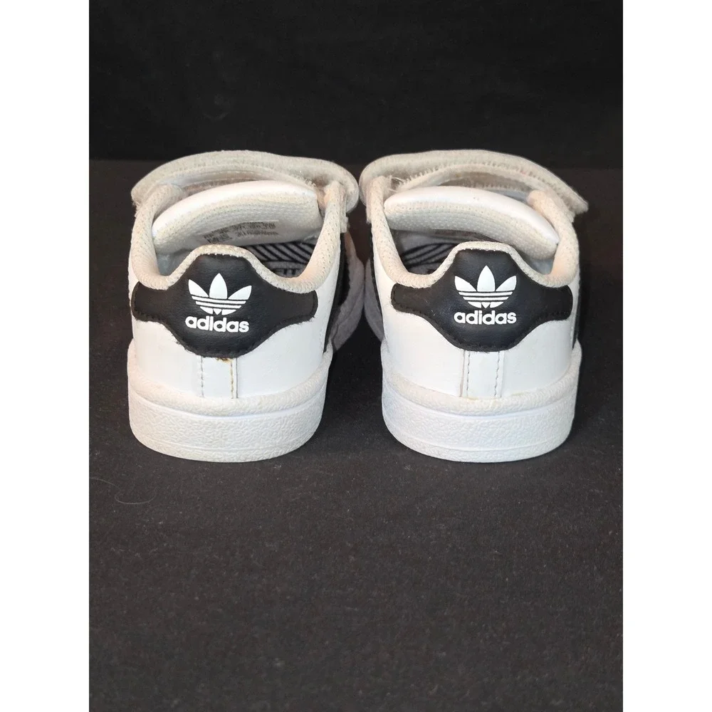 Adidas Superstar Kids White Black Hook Loop Strap Sneakers Shoes Toddler Size 5K